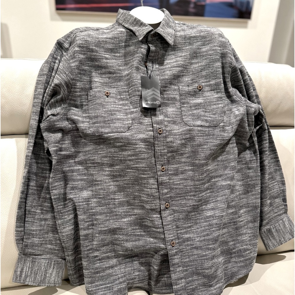 Solaris Big Men’s Outdoorsman Hunting Hiking Grey Heavyweight flannel Shirt NWT